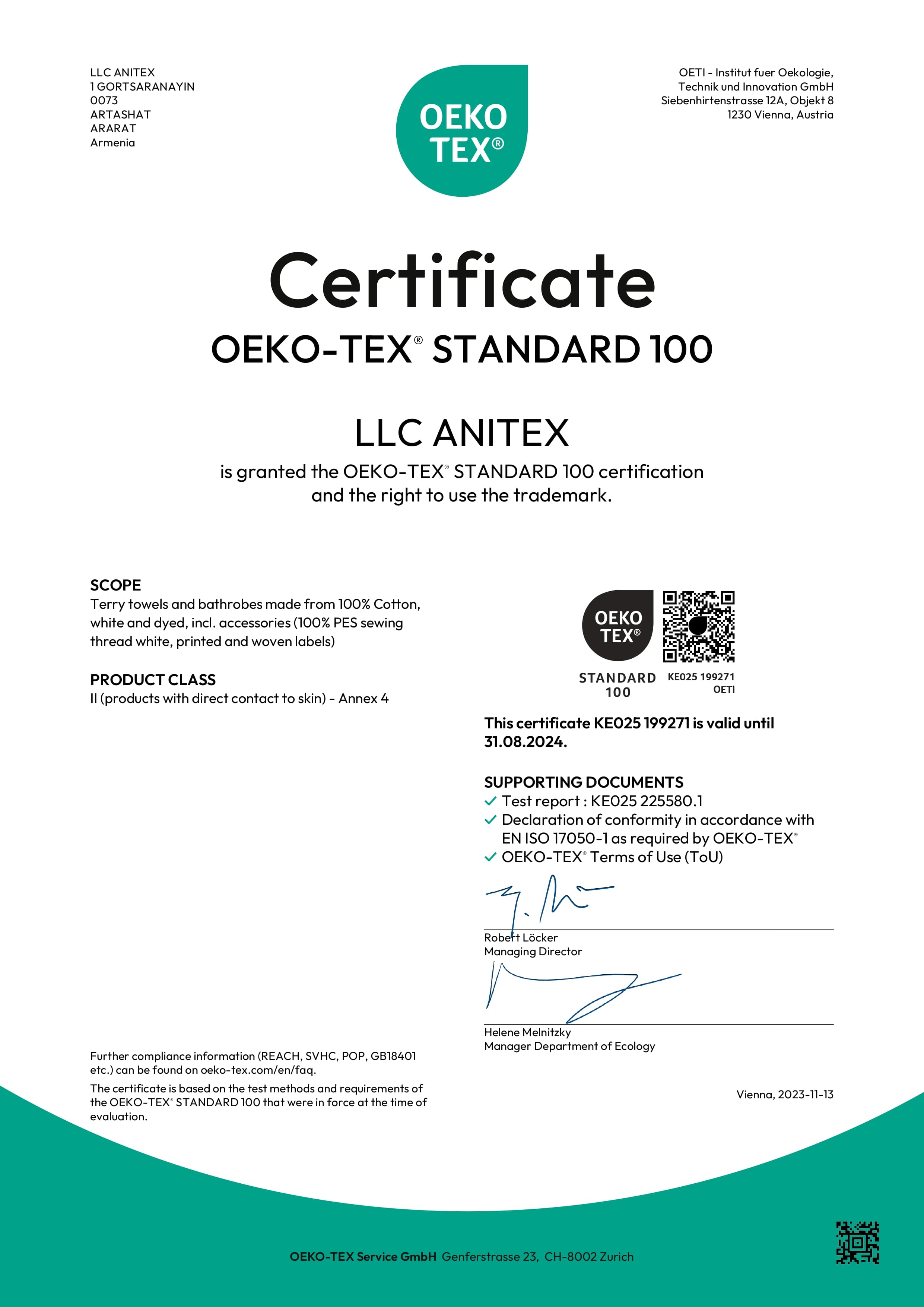 OEKO-TEX STANDARD 100